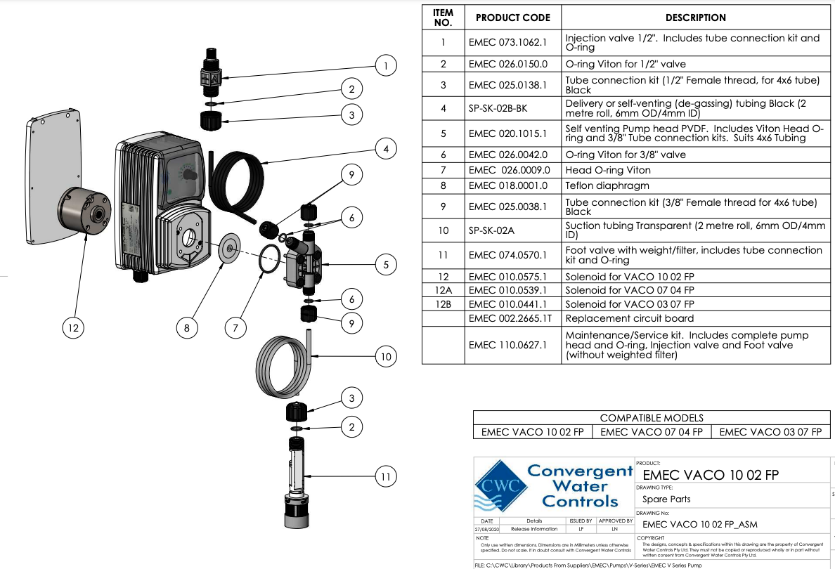 Degassing head diagram